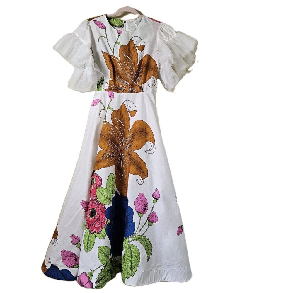 Rahyma Dress S Ethnic Large Floral Luxury African Print Fashion SS Full Skirt